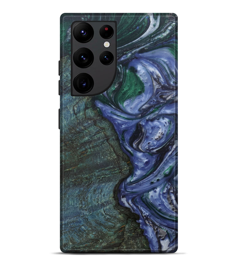 Galaxy S22 Ultra Wood+Resin Live Edge Phone Case - Vijayalaks (Light Blue, 582877)