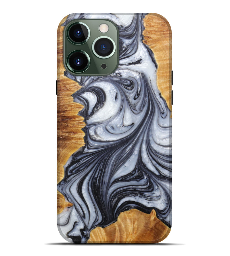 iPhone 13 Pro Max Wood+Resin Live Edge Phone Case - Bam (Black & White, 598641)
