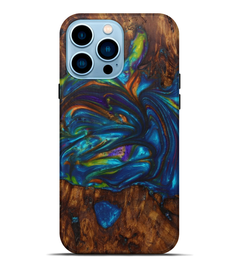 iPhone 14 Pro Max Wood+Resin Live Edge Phone Case - Benne (Light Blue, 586741)