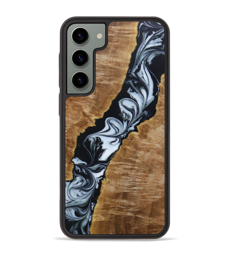 Galaxy S23 Plus Wood+Resin Phone Case - Penny (Black & White, 642706)