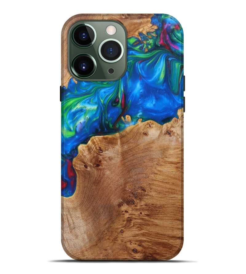 iPhone 13 Pro Max Wood+Resin Live Edge Phone Case - Wayne (Blue, 627703)