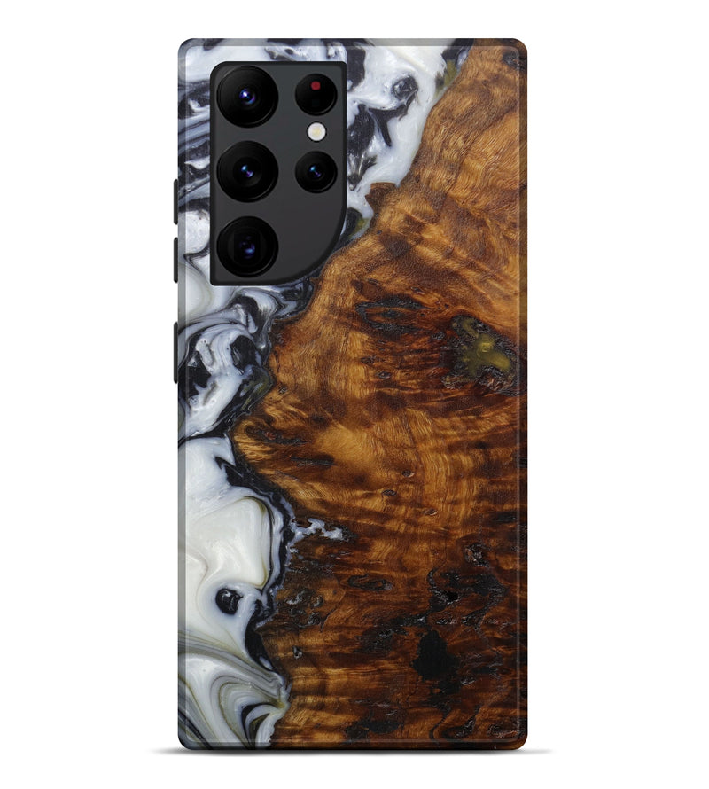 Galaxy S22 Ultra Wood+Resin Live Edge Phone Case - Carolyn (Black & White, 591780)