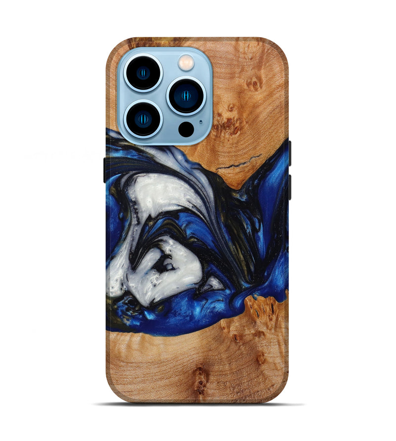iPhone 14 Pro Wood+Resin Live Edge Phone Case - Ryleigh (Dark Blue, 610638)