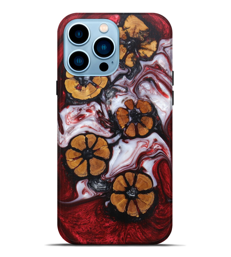 iPhone 14 Pro Max Wood+Resin Live Edge Phone Case - Misti (Dark Red, 616847)
