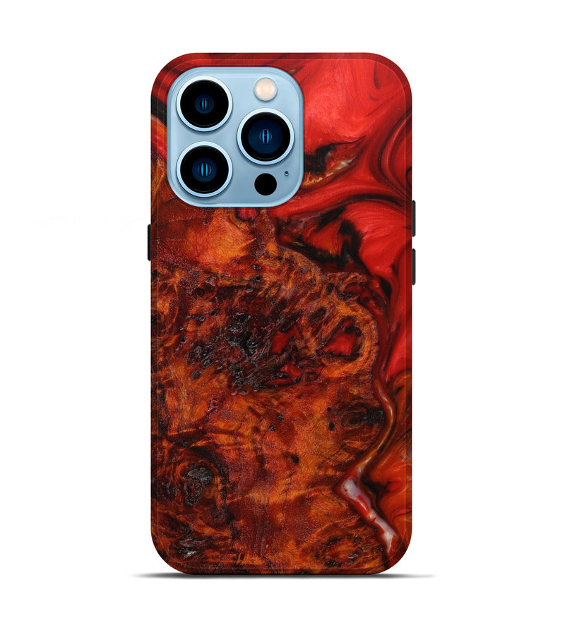 iPhone 14 Pro Wood+Resin Live Edge Phone Case - Zane (Red, 641150)