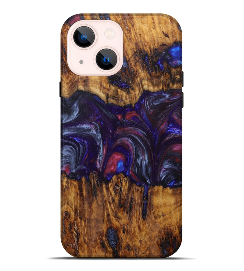 iPhone 14 Plus Wood+Resin Live Edge Phone Case - Alora (Purple, 613915)