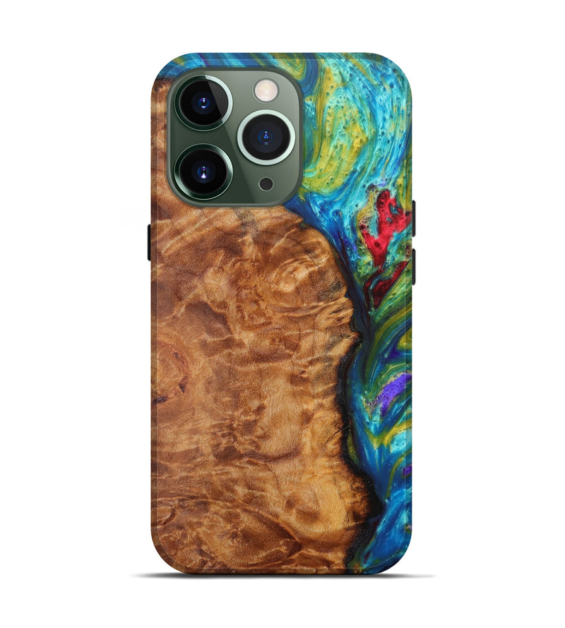 iPhone 13 Pro Wood+Resin Live Edge Phone Case - Cornelis (Light Blue, 608567)