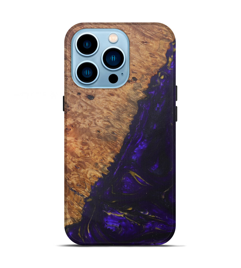 iPhone 14 Pro Wood+Resin Live Edge Phone Case - Penny (Purple, 592525)