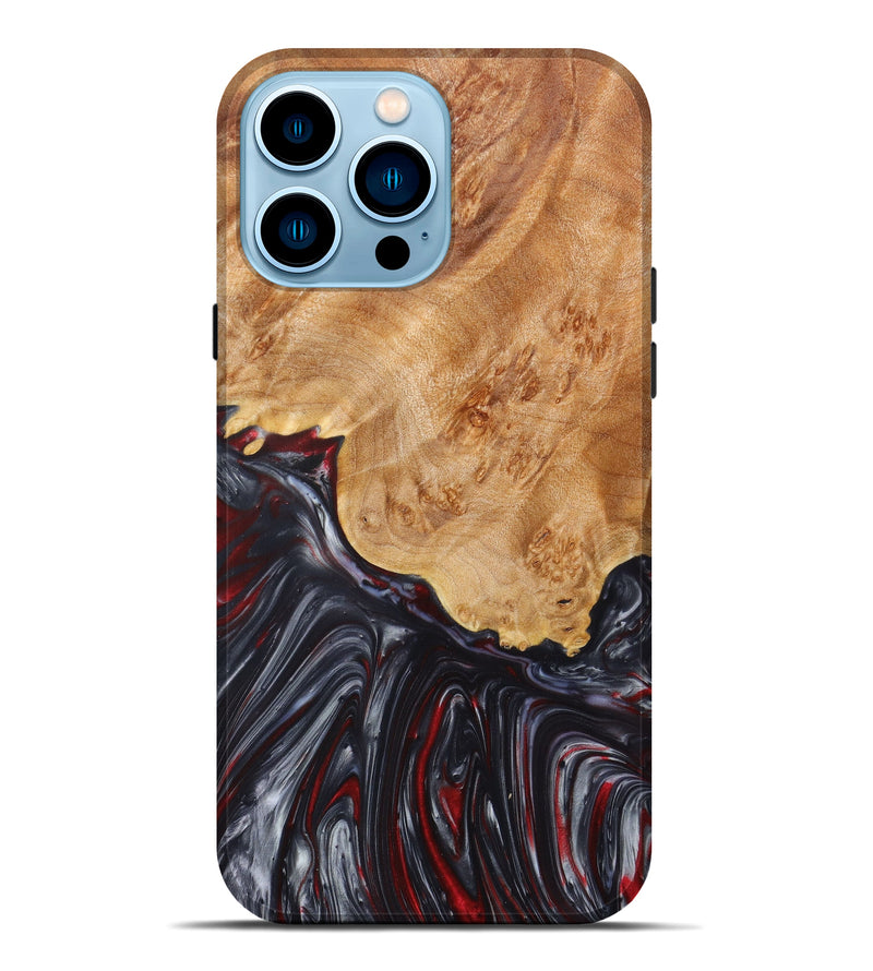 iPhone 14 Pro Max Wood+Resin Live Edge Phone Case - Elianna (Metallic, 626647)