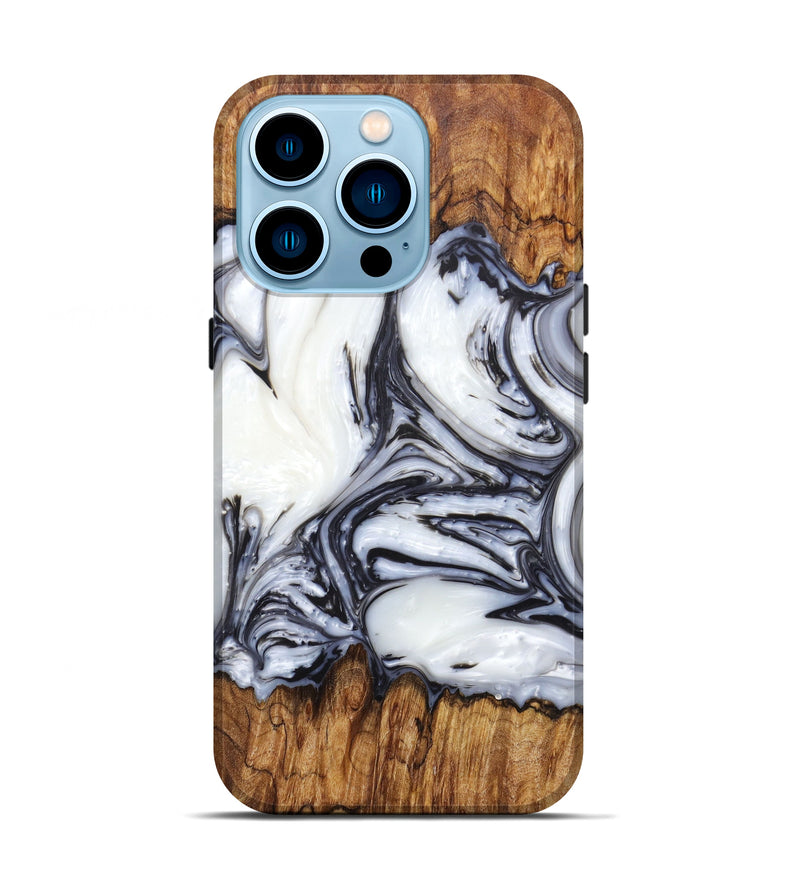 iPhone 14 Pro Wood+Resin Live Edge Phone Case - Lyle (Black & White, 630250)