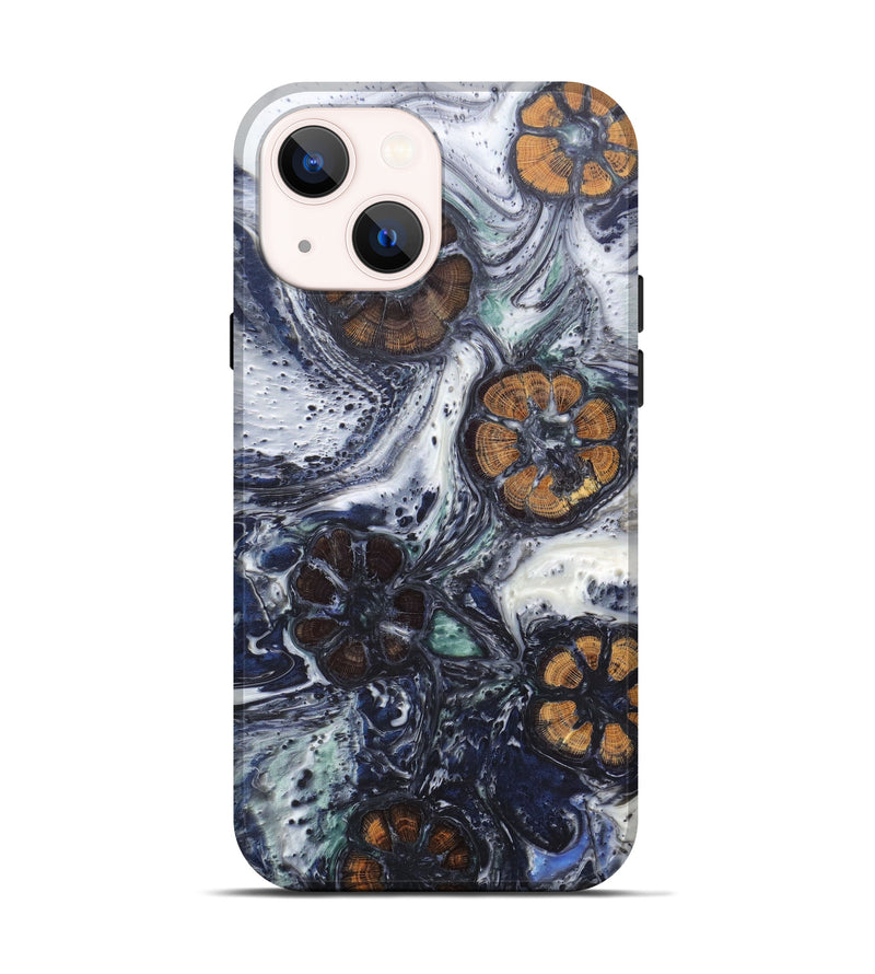 iPhone 13 Wood+Resin Live Edge Phone Case - Vital (Dark Blue, 607202)
