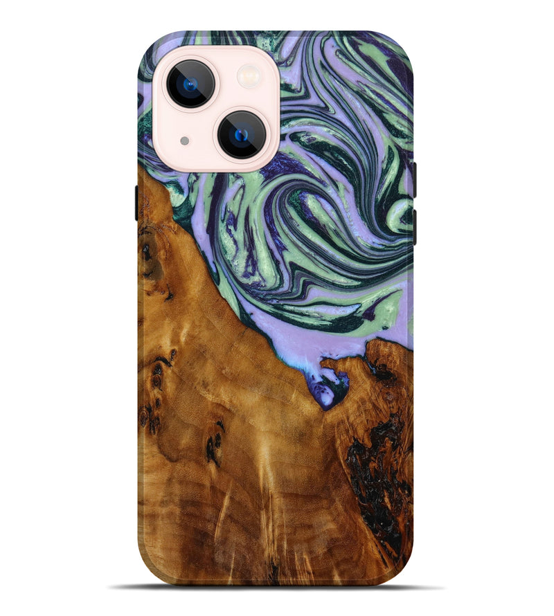 iPhone 14 Plus Wood+Resin Live Edge Phone Case - Frankie (Purple, 644809)