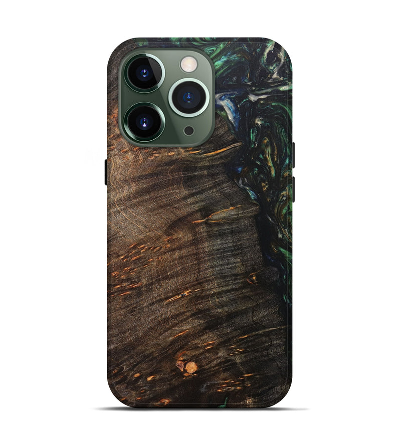 iPhone 13 Pro Wood+Resin Live Edge Phone Case - Robinett (Dark Green, 605582)