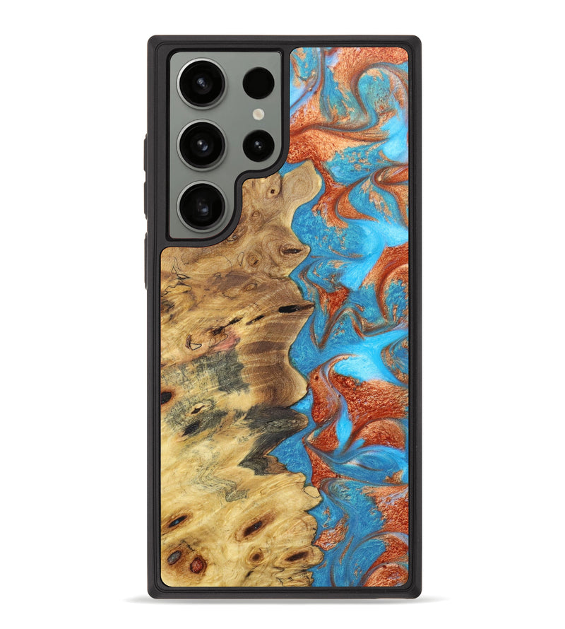 Galaxy S23 Ultra Wood+Resin Phone Case - Katlynn (Teal & Gold, 629504)