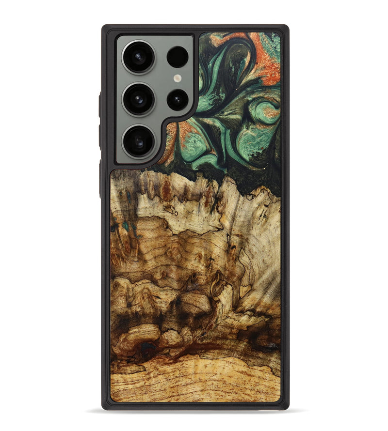 Galaxy S23 Ultra Wood+Resin Phone Case - Devin (Green, 640568)