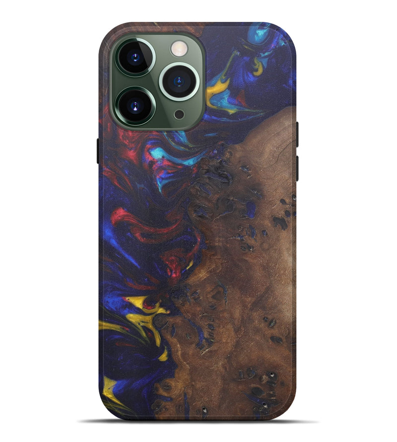 iPhone 13 Pro Max Wood+Resin Live Edge Phone Case - Birgitta (Dark Blue, 574855)