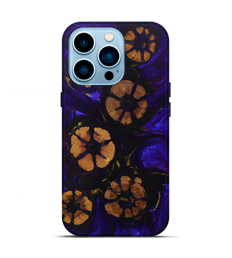iPhone 14 Pro Wood+Resin Live Edge Phone Case - Nikoletta (Purple, 604595)