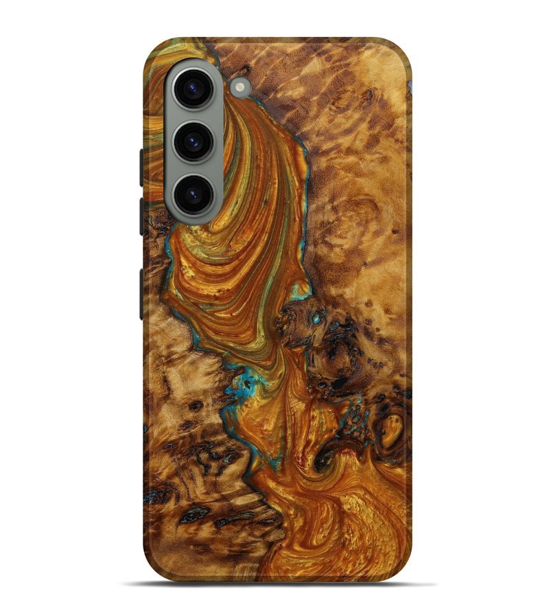 Galaxy S23 Plus Wood+Resin Live Edge Phone Case - Carlton (Teal & Gold, 647395)