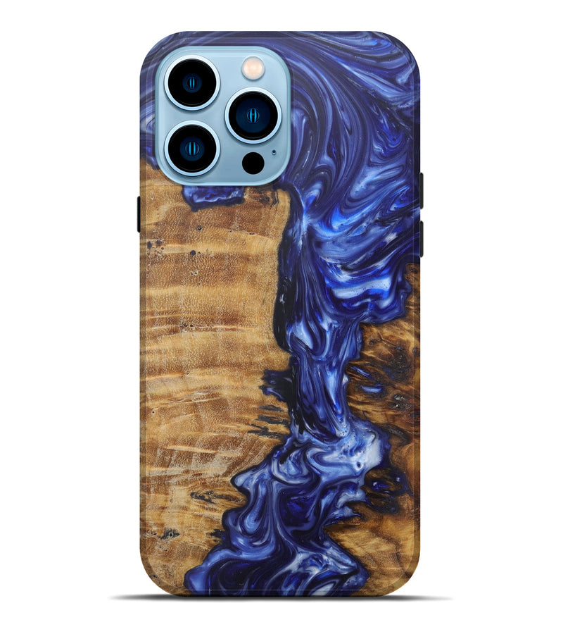 iPhone 14 Pro Max Wood+Resin Live Edge Phone Case - Maura (Dark Blue, 598594)