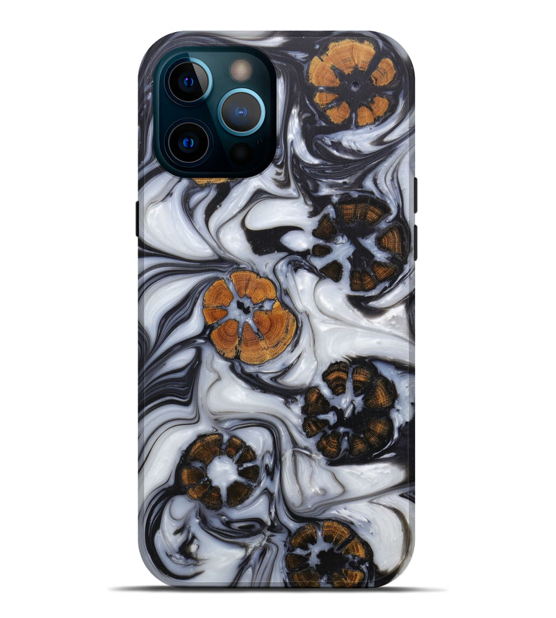iPhone 12 Pro Max Wood+Resin Live Edge Phone Case - Lpo (Black & White, 601219)