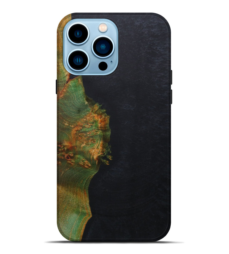 iPhone 14 Pro Max Wood+Resin Live Edge Phone Case - Dona (Pure Black, 587051)