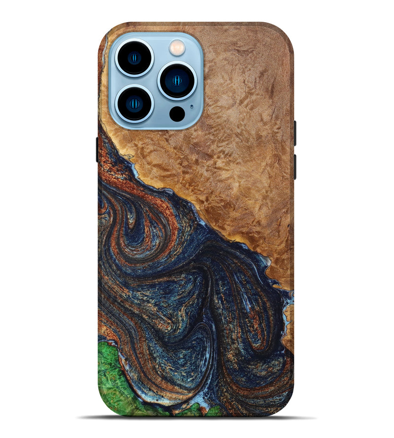iPhone 14 Pro Max Wood+Resin Live Edge Phone Case - Tiffany (Artist Pick, 636833)