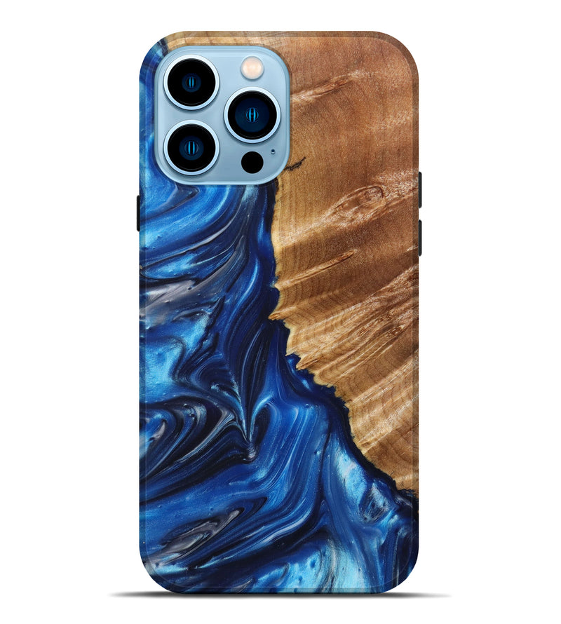 iPhone 14 Pro Max Wood+Resin Live Edge Phone Case - Kolby (Blue, 630249)