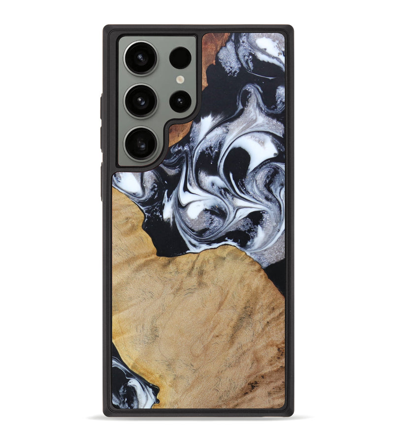 Galaxy S23 Ultra Wood+Resin Phone Case - Rod (Black & White, 622680)