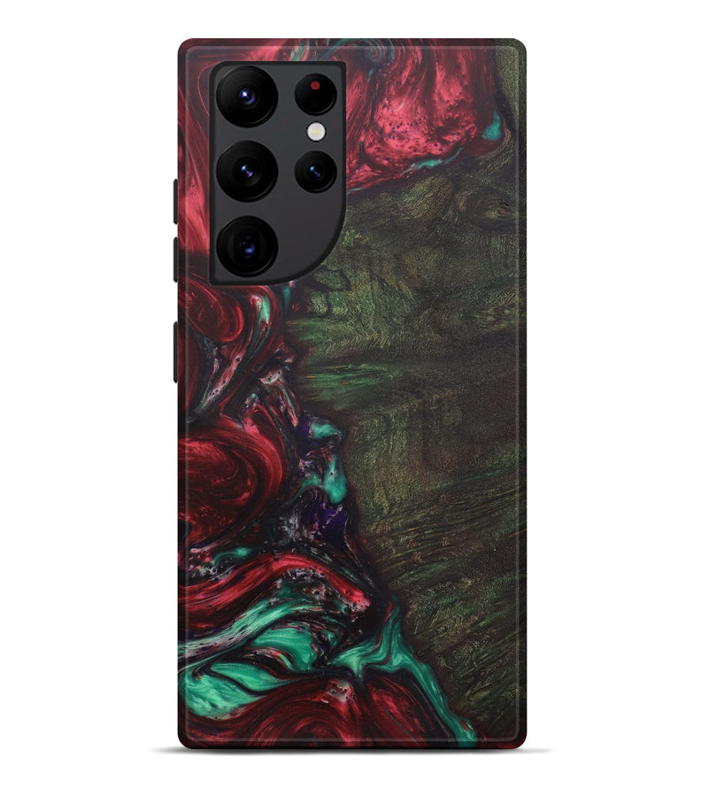 Galaxy S22 Ultra Wood+Resin Live Edge Phone Case - Aileen (Dark Red, 579166)