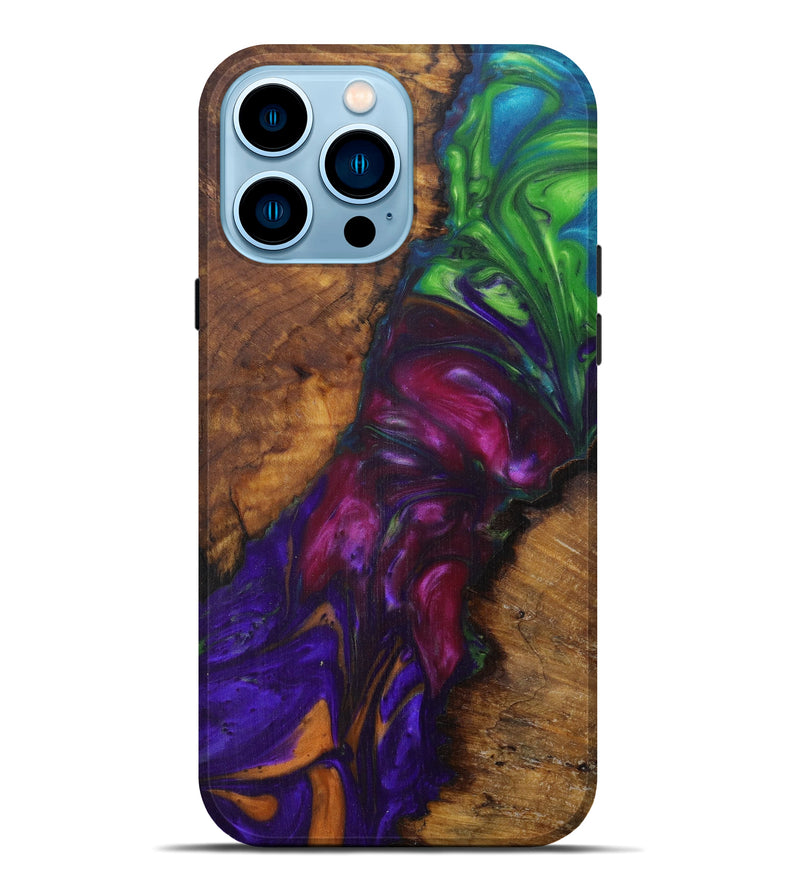 iPhone 14 Pro Max Wood+Resin Live Edge Phone Case - Amrik (Purple, 594785)