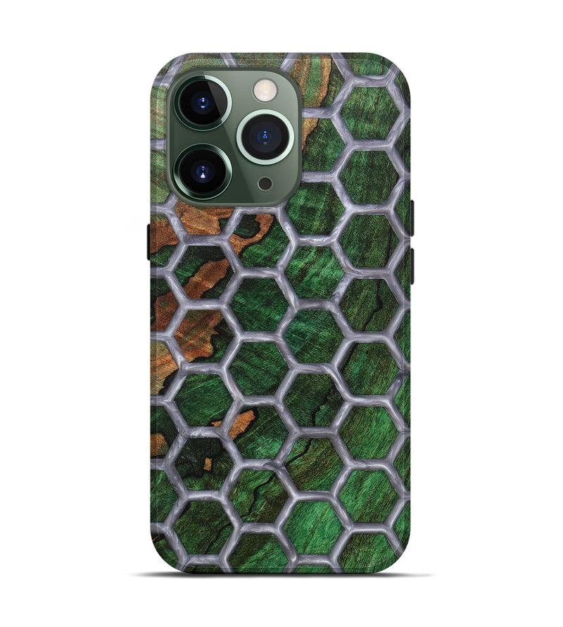 iPhone 13 Pro Wood+Resin Live Edge Phone Case - Priscilla (Green, 634614)