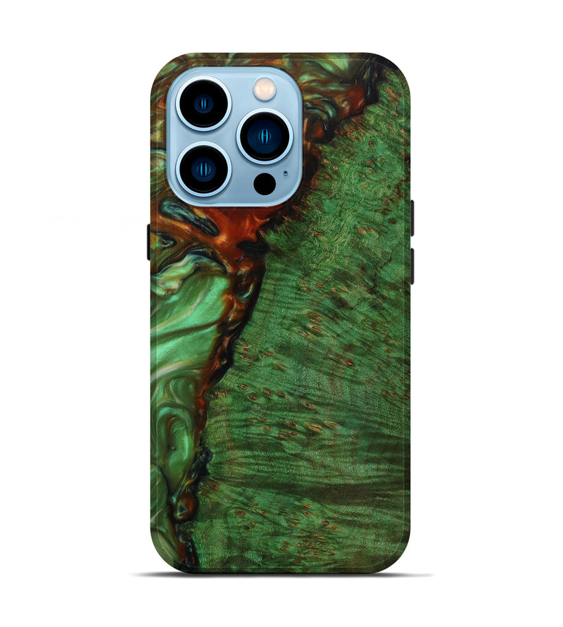 iPhone 14 Pro Wood+Resin Live Edge Phone Case - Kendrick (Green, 622989)