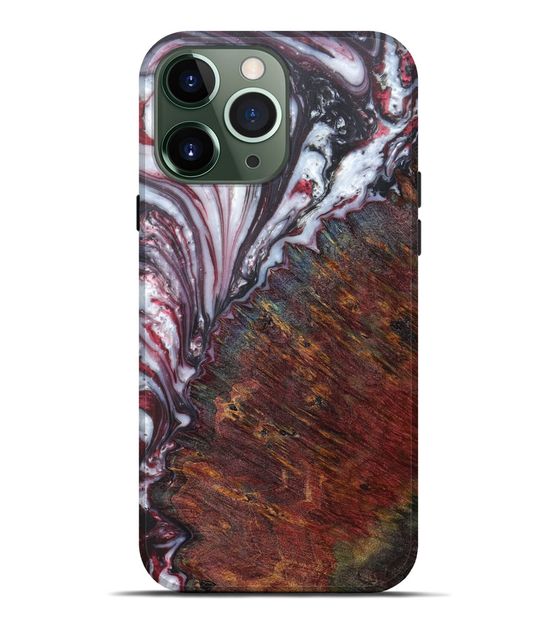 iPhone 13 Pro Max Wood+Resin Live Edge Phone Case - Audivox (Dark Red, 607169)