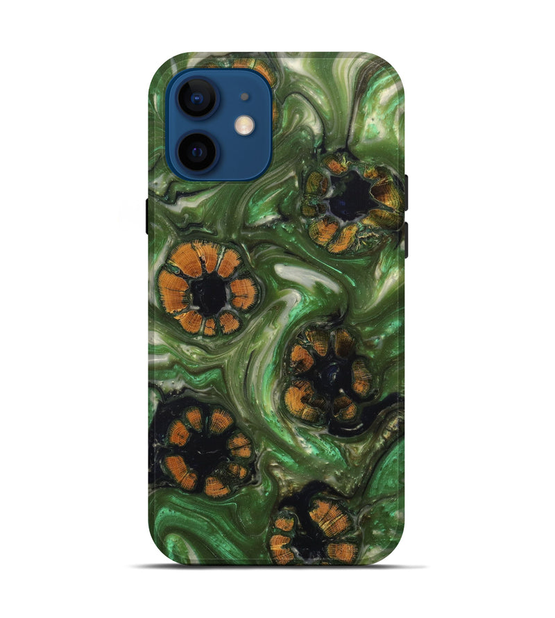 iPhone 12 Wood+Resin Live Edge Phone Case - Devin (Green, 633280)