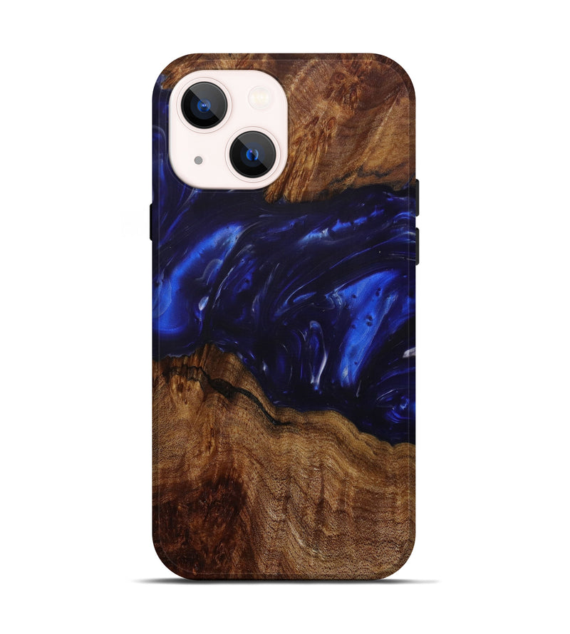 iPhone 14 Wood+Resin Live Edge Phone Case - Haylie (Blue, 620147)