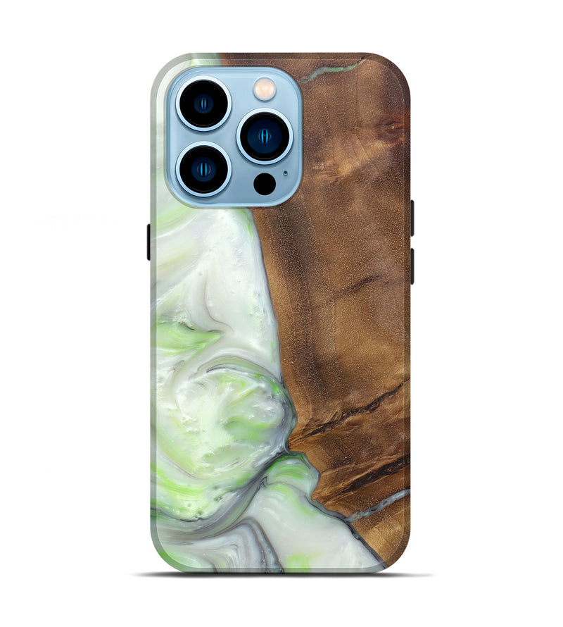 iPhone 14 Pro Wood+Resin Live Edge Phone Case - Robinett (Black & White, 596292)