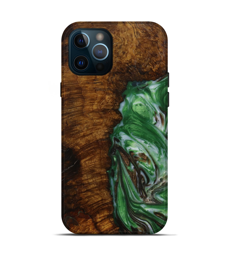 iPhone 12 Pro Wood+Resin Live Edge Phone Case - Saoirse (Dark Green, 620157)