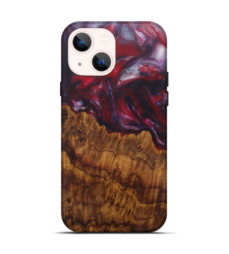 iPhone 13 Wood+Resin Live Edge Phone Case - Arif (Dark Red, 592341)