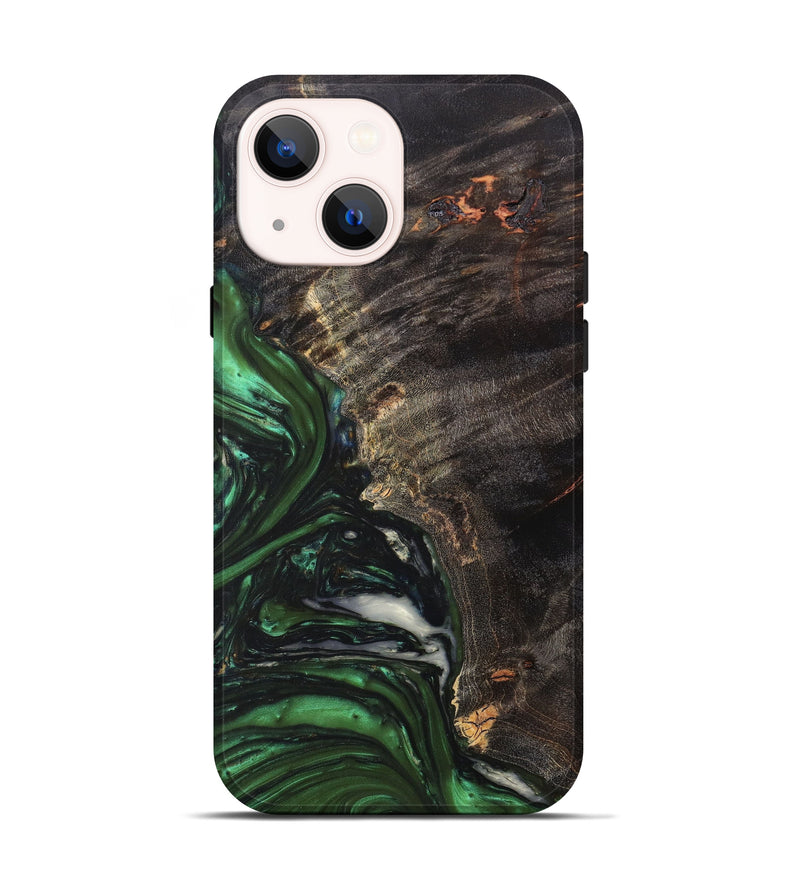 iPhone 13 Wood+Resin Live Edge Phone Case - Charlie (Dark Green, 607124)