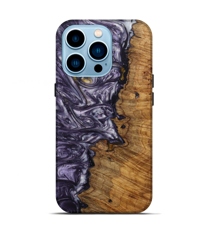 iPhone 14 Pro Wood+Resin Live Edge Phone Case - Mark (Purple, 614951)