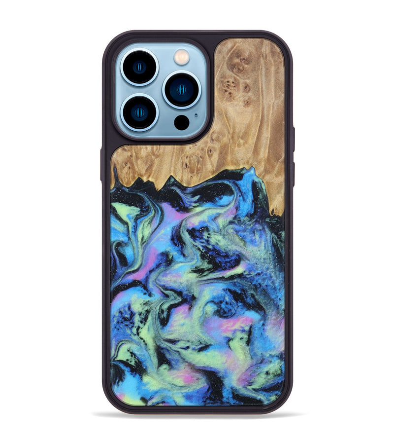 iPhone 14 Pro Max Wood+Resin Phone Case - Bridgett (Aurora, 617599)