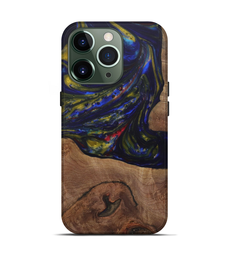 iPhone 13 Pro Wood+Resin Live Edge Phone Case - Wong (Dark Blue, 580068)