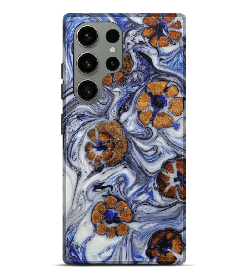 Galaxy S23 Ultra Wood+Resin Live Edge Phone Case - Kandace (Black & White, 622966)