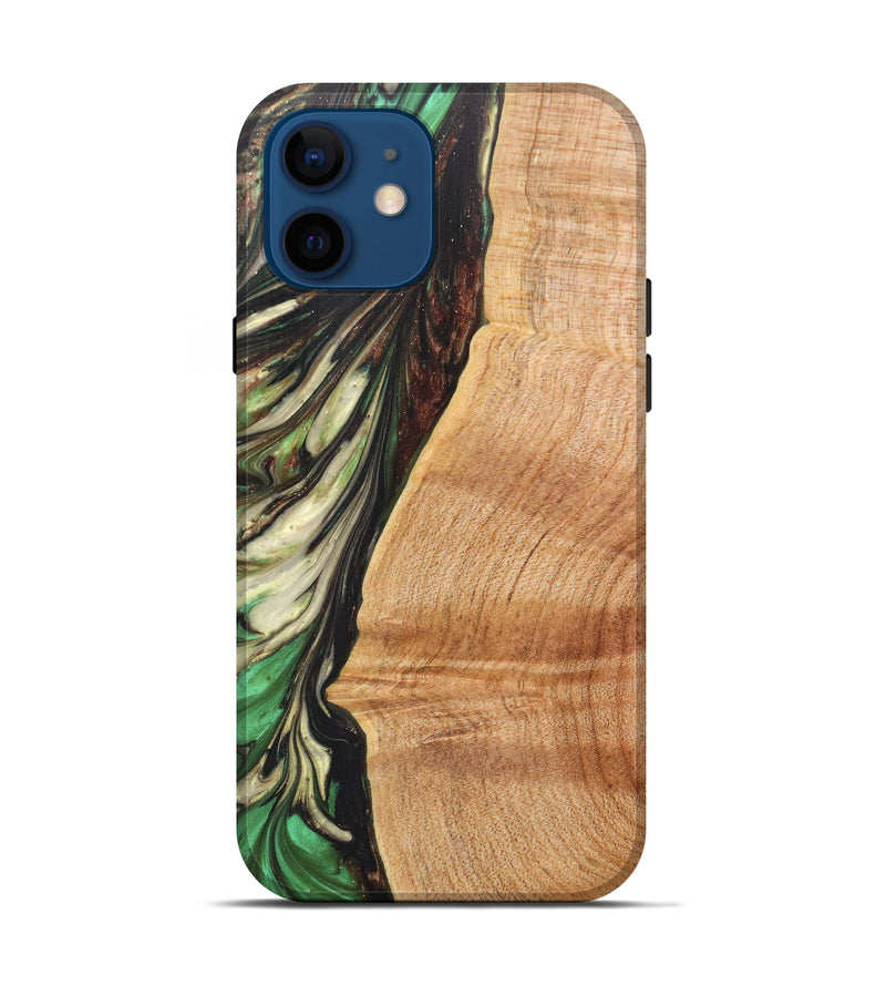 iPhone 12 Wood+Resin Live Edge Phone Case - Annmarie (Dark Green, 616651)