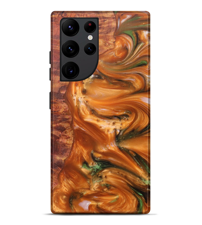 Galaxy S22 Ultra Wood+Resin Live Edge Phone Case - Baets (Dark Red, 605539)