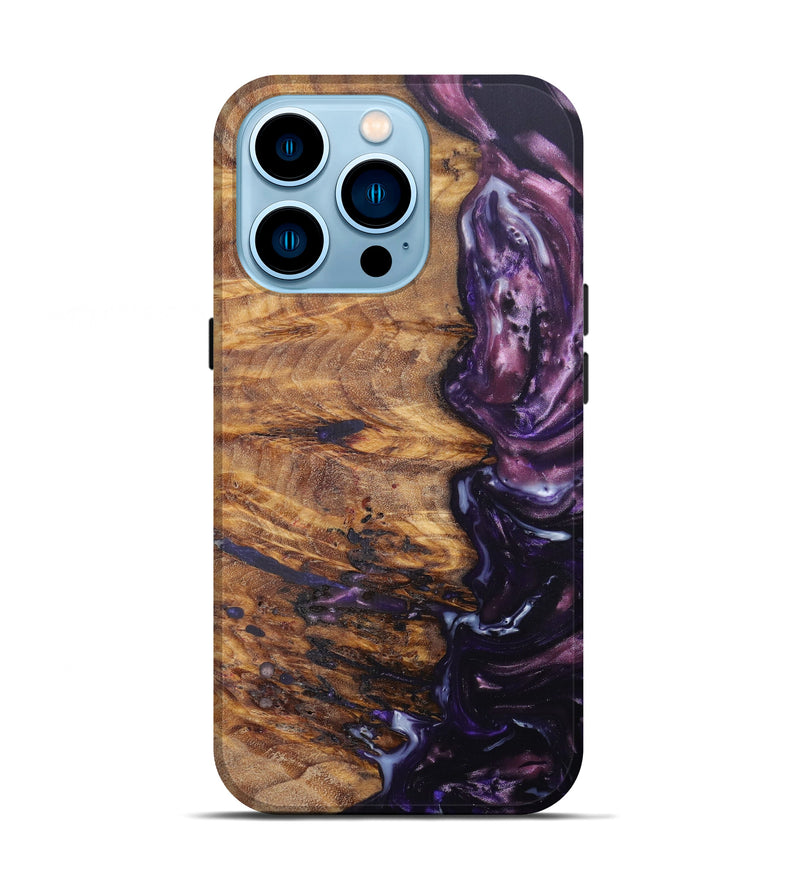 iPhone 14 Pro Wood+Resin Live Edge Phone Case - Beppie (Purple, 608597)