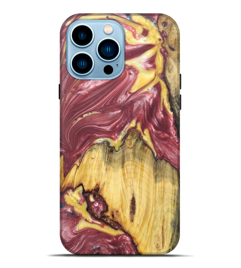 iPhone 14 Pro Max Wood+Resin Live Edge Phone Case - Marc (Dark Red, 611111)