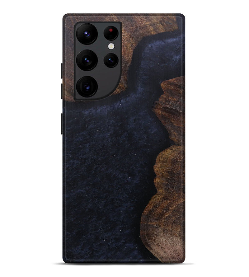 Galaxy S22 Ultra Wood+Resin Live Edge Phone Case - Lucky (Pure Black, 597376)