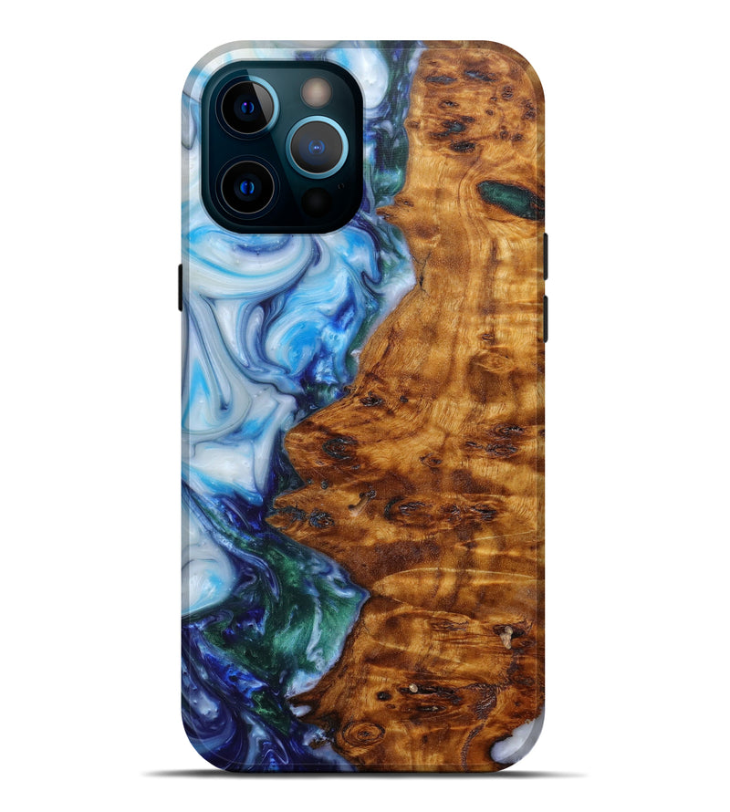 iPhone 12 Pro Max Wood+Resin Live Edge Phone Case - Yousef (Light Blue, 589812)