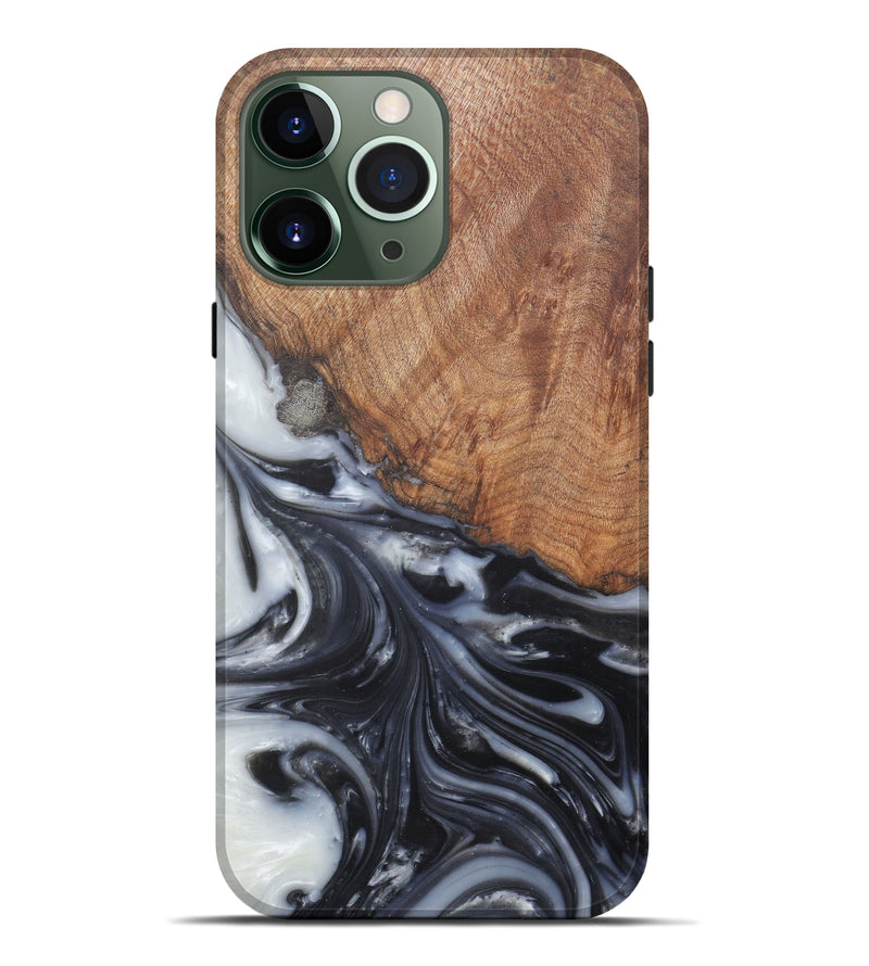 iPhone 13 Pro Max Wood+Resin Live Edge Phone Case - Sapphire (Black & White, 588446)